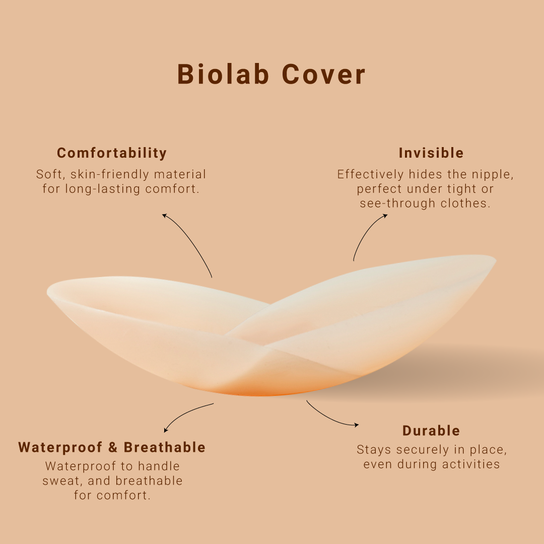 BIOLAB Nipple Cover Nubra | 8CM Silicone Skin Bra | Seamless Waterproof A-C Cup